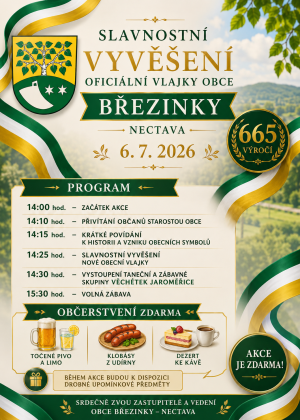 Program akce slavnostní vyvěšení nové obecní vlajky 